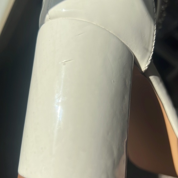 White Beaded Heels, Open-toed, Adjustable Ankle Strap - Picture 8 of 8